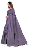 Pujia Mills Womens Beautiful Sequins Weaving With Golden And Silver Zari Banarasi Jacquard Saree (Malti African Purple)