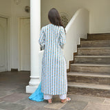 Anni Designer Women'S Cotton Blend Straight Printed Kurta With Pant & Dupatta (April-Sky Blue_M_Sky Blue_Medium),Sky Blue,M,Cotton Blend,Regular,Dupatta