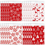 JarThenaAMCS 120pcs Christmas Treatment Bags Self Adhesive Red Christmas Tree Snowflake Deer Candy Buffet Paper Bags Goodie Snac