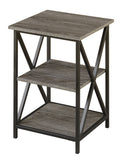 Convenience Concepts Tucson End Table with Shelves, Weathered Gray/Black