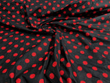 New Creations Fabric & Foam Inc, 60 Wide by Premium Polka Dot Poly Cotton Fabric (Red Dot on Black, 1 Yard)