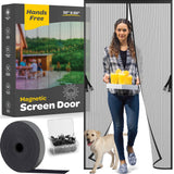 Hands-Free Magnetic Screen Door, Heavy Duty, Self Sealing Screen Door Mesh Protector, Pet and Kid-Friendly, Stay-Open Buckle, Ke