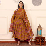 Gosriki Women'S Rayon Viscose Anarkali Printed Kurta With Pant & Dupatta (Gandhara Mustard-Gs_Xl_Mustard_X-Large),Mustard,,B0FC6S34Q8