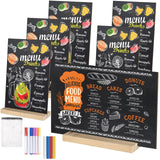 BOUBONI 6 Packs Small Chalkboard Sign 5.1x7.9 Inch With Wood Base Double-Sided Message Boards Menu Stand for Kitchen Wedding Bar