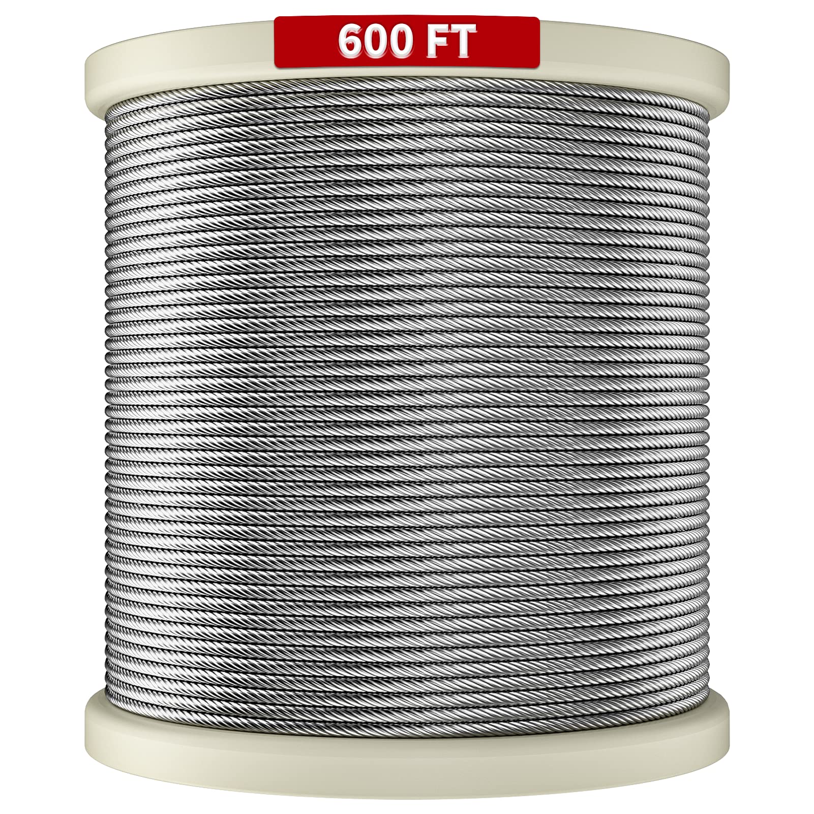 Luckin 600Ft Deck Railing Cable - 1/8 Diameter T316 Stainless Steel Cable, Premium 7X7 Strands Wire Railing Hardware
