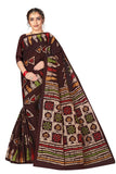 TAMAIRA FASHION Womens Plain Weave Pure Cotton Saree Without Blouse Piece(AB7_DarkChocolate)