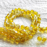 Beadingstation Strand of 140 Pcs 2-Tone Crackle Glass Round Beads 6mm (Yellow)