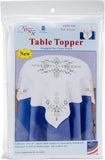 Jack Dempsey Needle Art Cross Stitch Floral Embroidery Tablecloth, 35 x 35, White