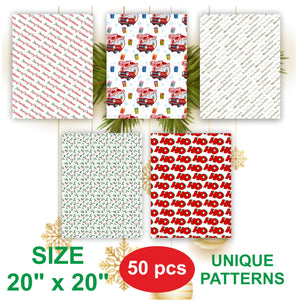 50 Sheets Christmas Tissue Paper Sheets 20x20 Inch - Holiday Snowflake Xmas Gift Wrap - Christmas Wrapping Tissue Paper for Gift