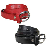 Queery WomenS Pu Leather Belt (Red, Black)