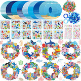 Hollowfly 48 Sets Summer Ocean Wreath Craft Kits Sea Animal DIY Wreath Hanging Ornaments Make Your Own Ocean Paper Craft with St
