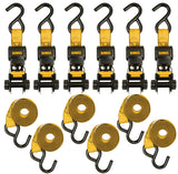 DEWALT DXBC15006X Black/Yellow 1 x 10' Ratchet Tie Down Strap - 500 lb Safe Working Load / 1,500 lbs Break Strength, 6 Pack
