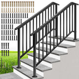 VIVOHOME 2-Pack Galvanized Steel Hand Rails for Outdoor Steps - 67.6 Black Oval and Safety Balusters Exterior Railing Kit for Po
