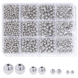 Monigte Silver Beads 1100 Pcs Smooth Round 3/4/6/8mm Silver Filled Beads for Bracelet Jewelry Making