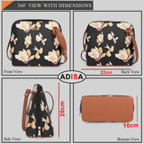 Adisa Women Girls Floral Print Faux Leather Sling Bag Crossbody (Sl6003-Bla),Black,,B0DQ614W65