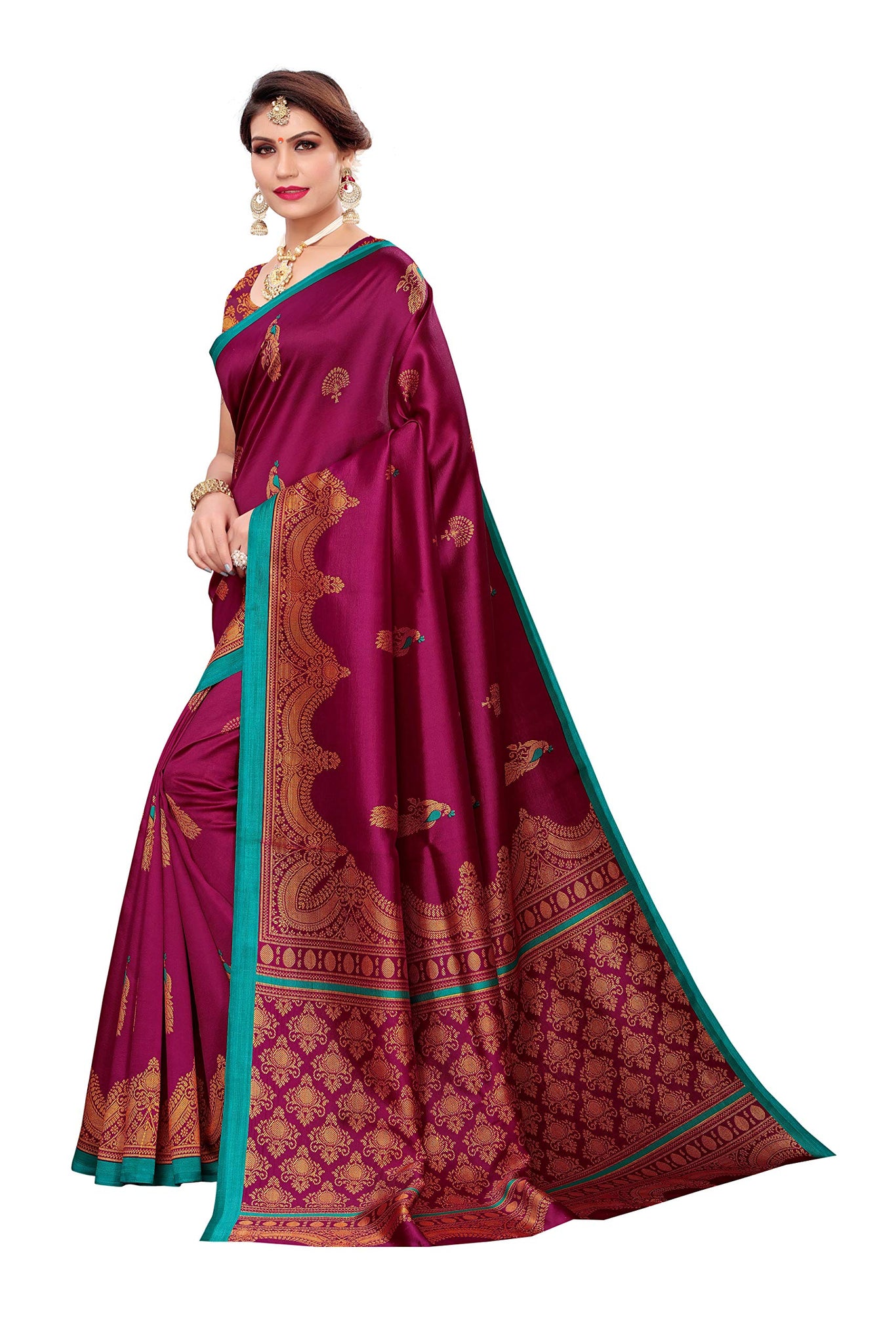 Anni Designer Women'S Art Silk Magenta Saree With Blouse,Magenta,Free Size,Silk,with blouse piece,