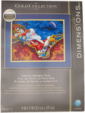 Dimensions Gold Collection Counted Cross Stitch Santas Midnight Ride Christmas Cross Stitch Kit, 18 Count Navy Aida, 14 x 1