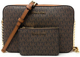Michael Kors Jet Set Large Printed Logo Crossbody Bag With Matching Logo Coin Pouch (Brown)