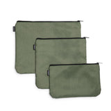 Brookstone Travel Storage Pouch - 3 Piece Flexible and Expandable Travel Zipper Pouch Set for Toiletry, Makeup, and Cosmetics, O