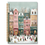 OINDADE Christmas Winter Village Notebook Journal, Winter December Season Spiral Notebook, Colorful House Christmas Notebooks Gi