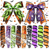 Yuxung 9 Rolls 45 Yards Halloween Ribbon Wired Edge Ribbons for Wreaths Bow Bat Spider Web Pumpkin Ghost Print Craft Ribbon Burl