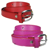 Queery WomenS Pu Leather Belt (Red, Pink)
