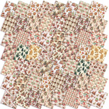 Oudain 60 Pcs 10 x 10 Inch Vintage Christmas Quilting Fabric Squares Christmas Gingerbread Man Fat Patchwork Precut Strips Gift 