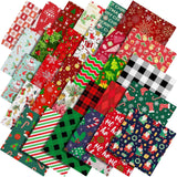 60 Pieces 10 x 10 Inch Christmas Fabric Holiday Quilting Fabric Snowman Christmas Tree Print Fat Quarters Printed Theme Sewing S