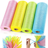4 Roll Easter Poly Mesh Ribbon Spring Easter Wired Edge Ribbon Poly Decor 10 Inch x 30 Feet Metallic Mesh Decor and 100 Pieces W