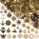 Hicarer 300 Gram Antique Bronze Gears Charms DIY Mixed Vintage Assorted Steampunk Gears Metal Charms Pendant Clock Watch Cog Whe
