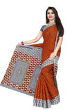 Tamaira Fashion Womens Plain Weave Pure Cotton Saree Without Blouse Piece (Ab15_Rust Brown And Grey)