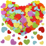 JULBEAR 300Pcs Glitter Heart Foam Stickers, Valentine's Day Heart Stickers Self-Adhesive Colorful Love Shapes Foam Stickers for 