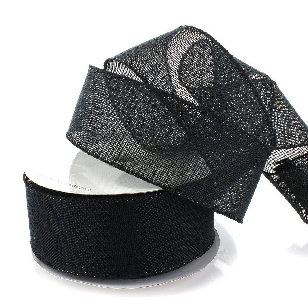 Reb Ribbon Llc HairBow Center LLC Ribbon Traditions 2.5inch Wired Burlap Ribbon Black ...