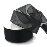 HairBow Center LLC Ribbon Traditions 2.5inch Wired Burlap Ribbon Black 25 Yards