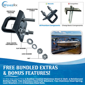 WAVESRX Trailer Anti Rattle Hitch Tightener Clamp for 1.25 and 2 - Stainless Steel Hitch Stabilizer 2 inch Antisway Clamp &
