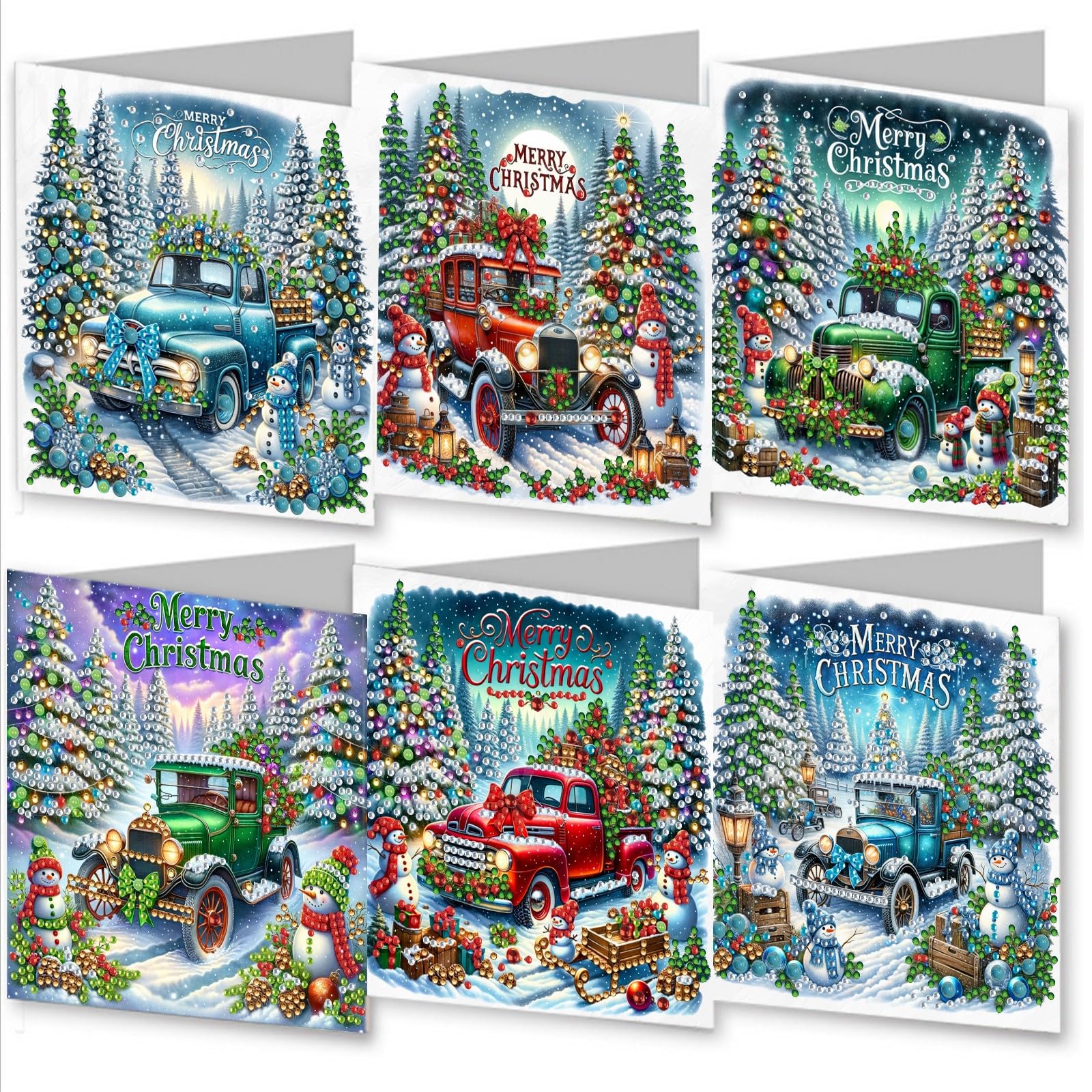 ARTopet 6Pcs DIY Greeting Card Diamond Art Painting Creative Design Foldable Thank You Cards Blessing Gift Folding Greeting Card