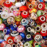 BERMRO 100pcs Large European Hole Beads Color Round Iridescent Acrylic Bead Fairy Wand Garden Beads for DIY Crafting Necklace Br