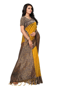 Anni Designer Women'S Saree Mysore Silk Mustard & Multi Printed With Tassels Border Saree With Blouse,Mustard & Multi,Free Size,Silk,with blouse piece,Saree