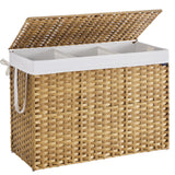 SONGMICS Laundry Hamper with Lid, 52.8 Gallon (200 L) Synthetic Rattan Clothes Laundry Basket with Lid and Handles, Foldable, Re