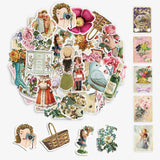 Rousrie Vinyl SelfAdhesive Stickers For Journal (Pack Of 60), Vintage Theme Non Duplicate Sticker For Scrapbook, Journalling, A