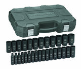 Gearwrench 84935 1/2-Inch Drive Impact Socket Set Deep Metric, 29-Piece