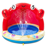 Sloosh Baby Pool Toddler Sprinkler, Crab Splash Pool with Canopy, Baby Wading Pool Inflatable Sprinkler for Learning, Childrens 