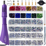 GLOCTO bedazzler kit with Rhinestones hot fix applicator Tool with 5,000 Pieces of Rhinestones, Three gem Sizes and Various Tips