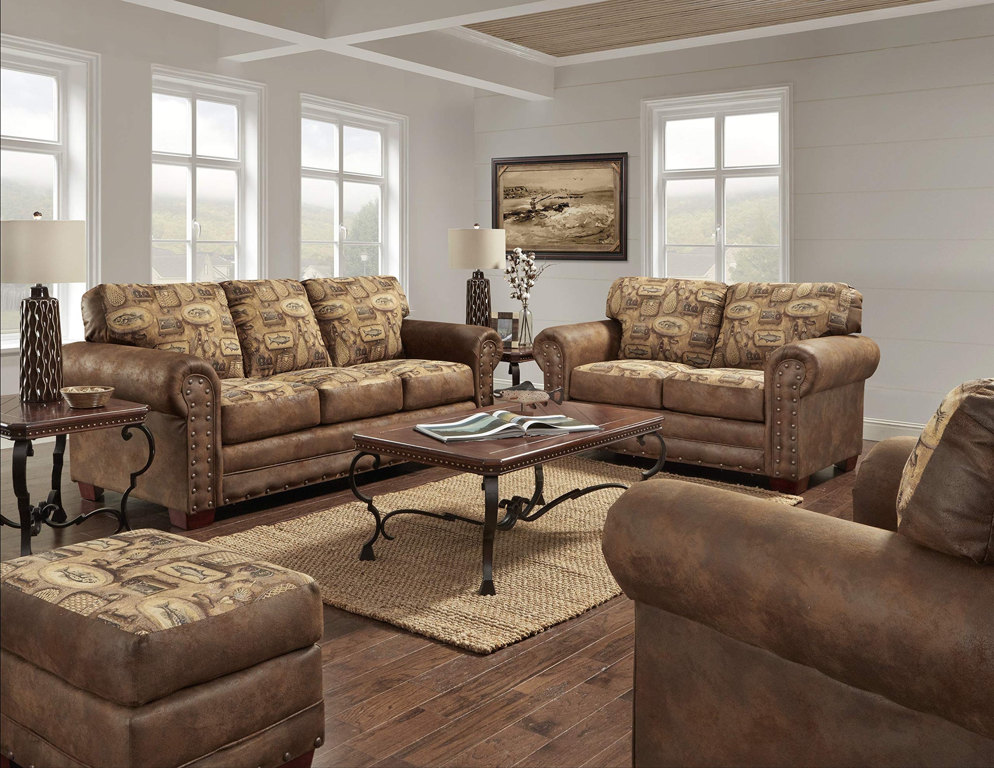 American Furniture Classics Model River Bend 4-Piece Sleeper Upholstery Set, Brown