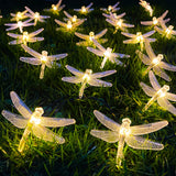 Solar Dragonfly String Light 30LED 21ft Garden Stake Lights Waterproof Outdoor Twinkle Fairy Lights with 8 Lighting Modes for Tr