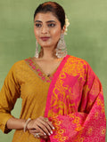 Libas Women'S Pure Cotton Kurta Set (49143_Mustard Mustard 2Xl