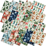 Hahafelt 10 Pcs Watercolor Christmas Quilting Fabric Bundles 20 x 20 Inch Xmas Santa Claus Gingerbread Man Snowflake Fat Squares