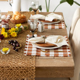 Dii Heavyweight Fringed Check Tabletop Collection, Placemat Set, 13X19, Cinnamon, 6 Piece