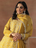 Libas Womens Embroidered Silk Blend Straight Kurta With Trousers And Dupatta Mustard 2Xl