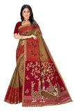 Tamaira Fashion Women's Plain Cotton Saree (11611_Beige&RustOrange